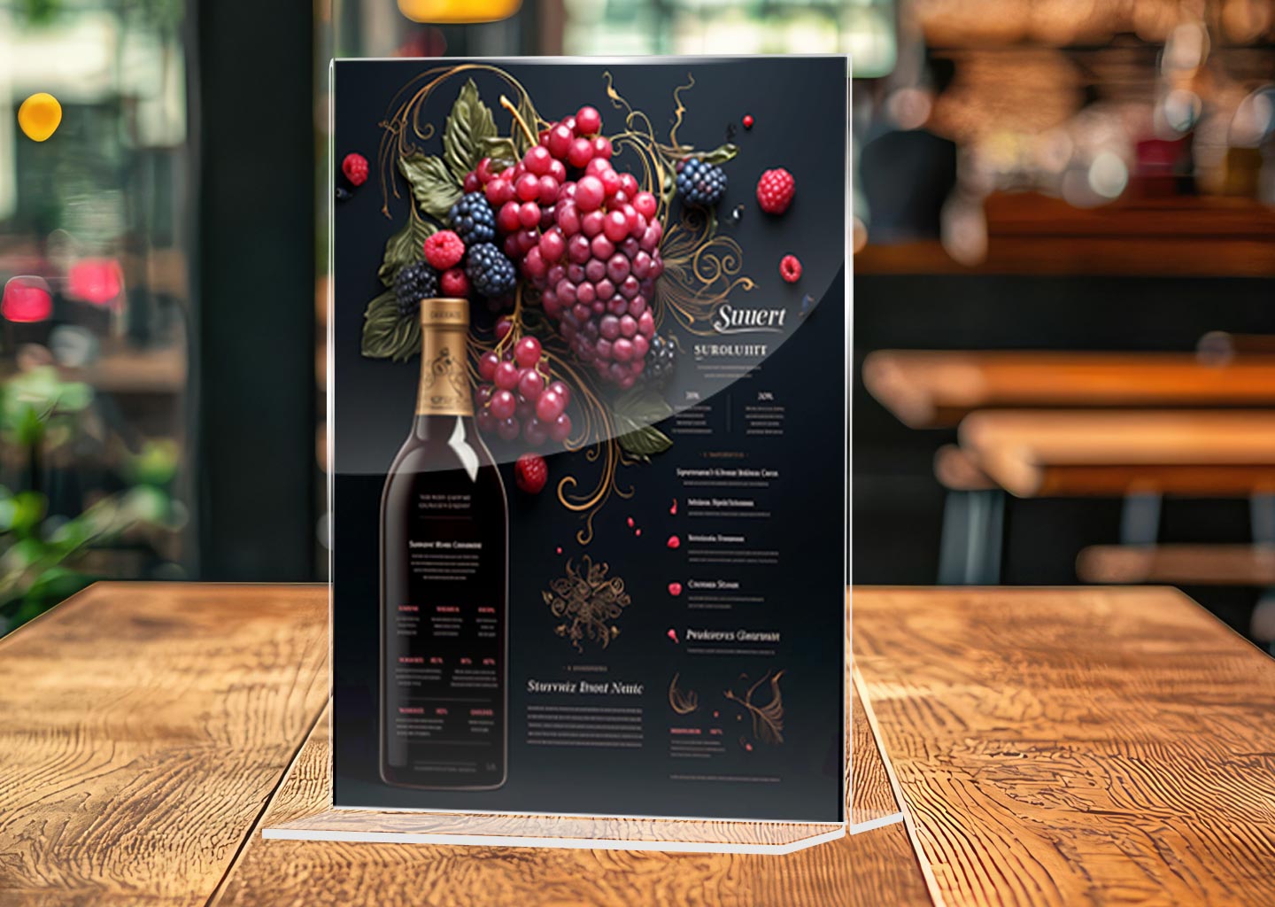 Habladores en acrílico para restaurantes en Pereira fabricados por Diboart, Hablador de mesa en acrílico para menú en restaurante de Pereira, Fabricación de habladores para restaurante en Dosquebradas, Habladores en polietileno para restaurantes en el Eje Cafetero, Exhibidor de menú en acrílico para restaurante en Pereira