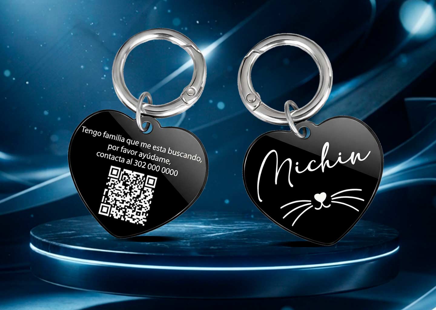 medallas para perros y gatos Pereira redonda con estrellas 